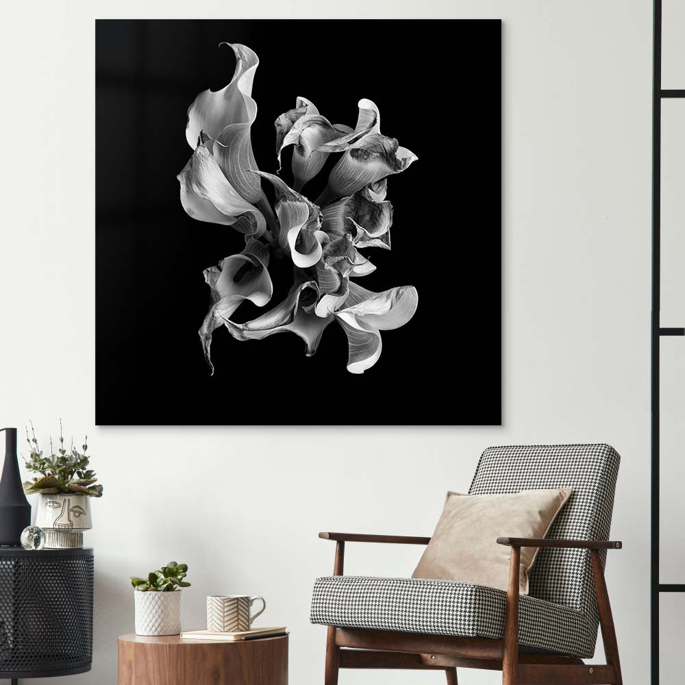Abstract White Calla Glass Wall Art