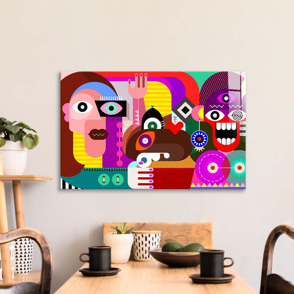 Abstract Women Glass Wall Art