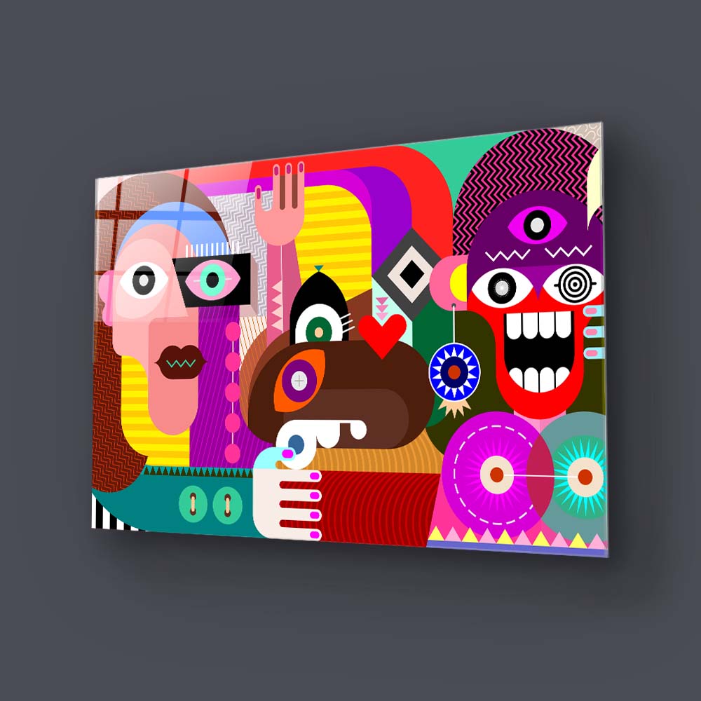 Abstract Women Glass Wall Art