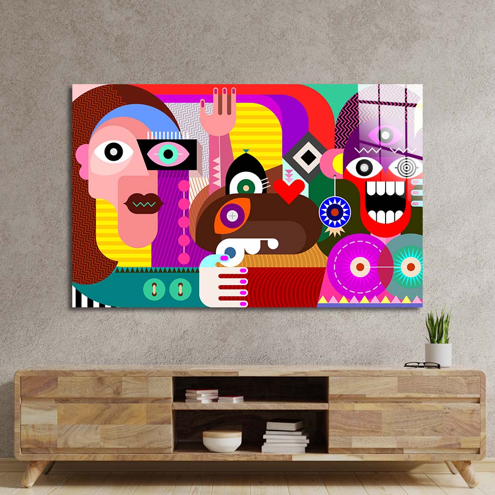 Abstract Women Glass Wall Art