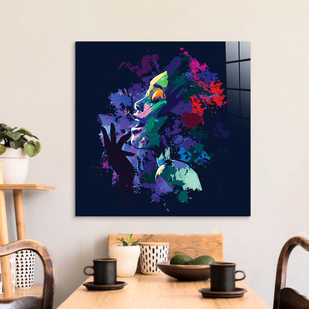 Afro American Singer Glass Wall Art