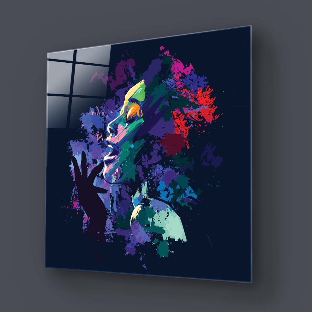 Afro American Singer Glass Wall Art