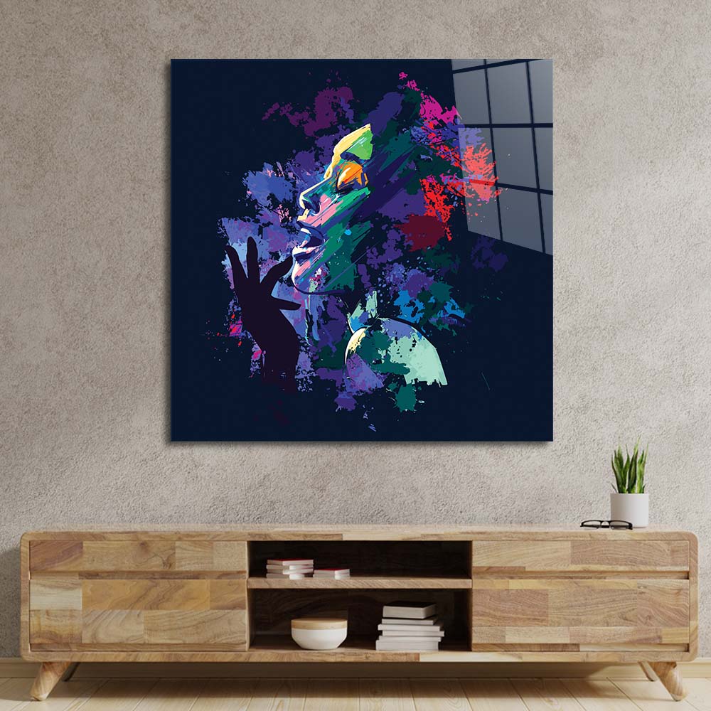 Afro American Singer Glass Wall Art