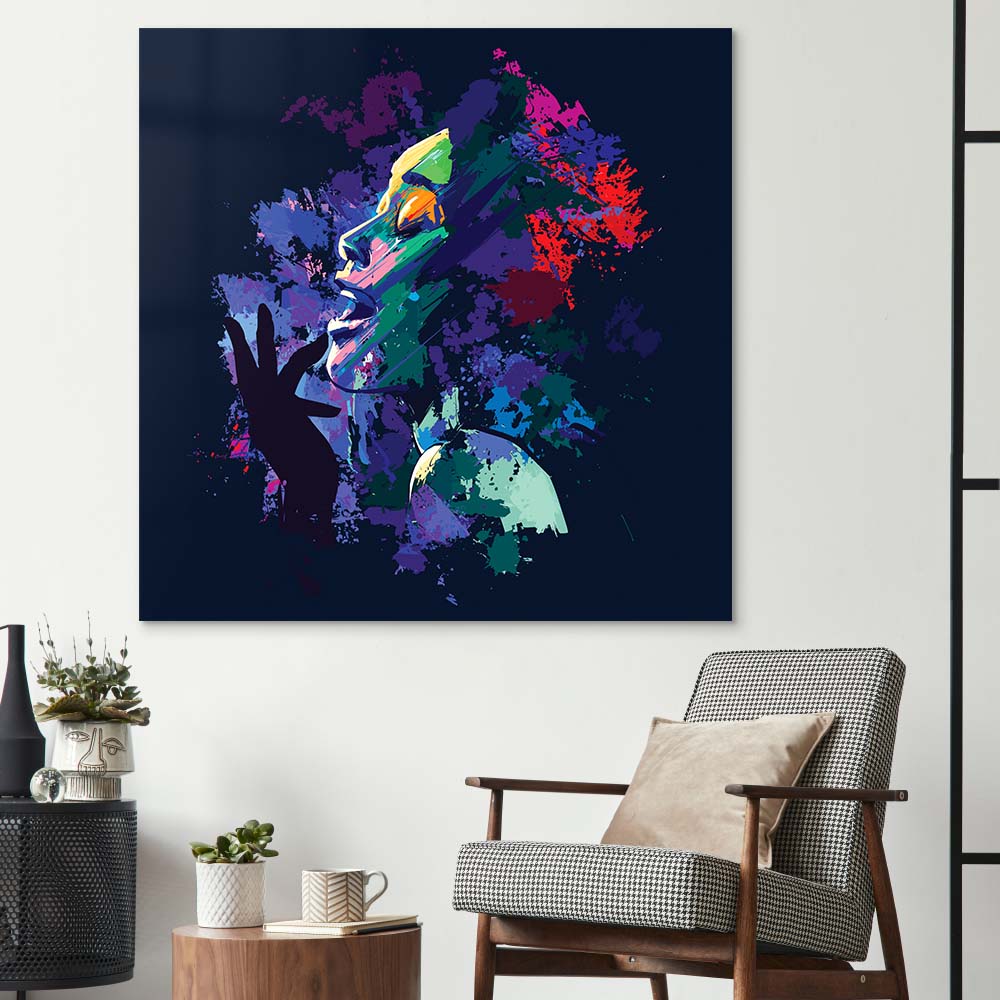 Afro American Singer Glass Wall Art