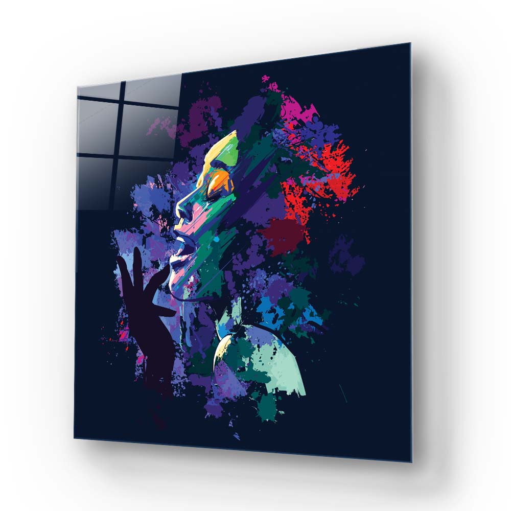 Afro American Singer Glass Wall Art