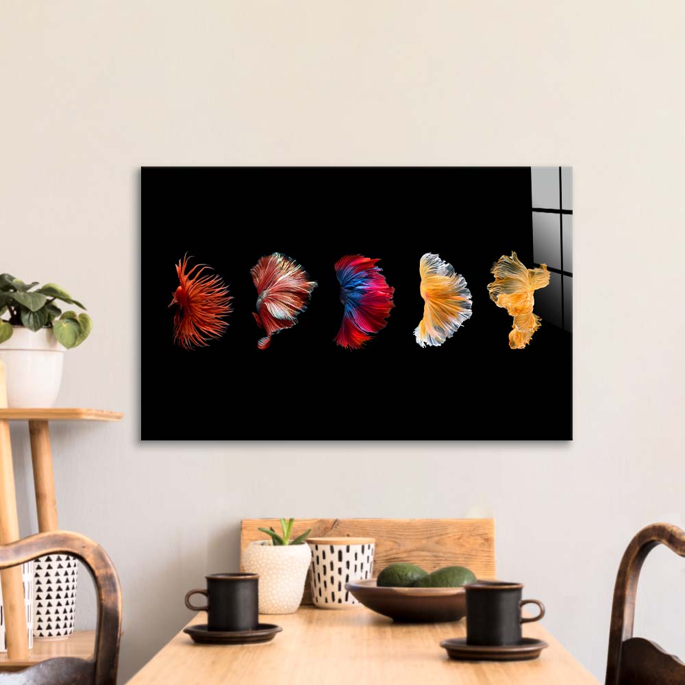 Betta Fish Tail Glass Wall Art