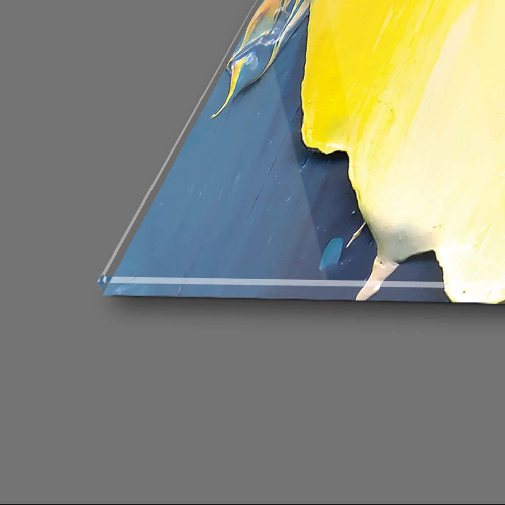 Blue and Yellow Modern Abstract Glass Wall Art