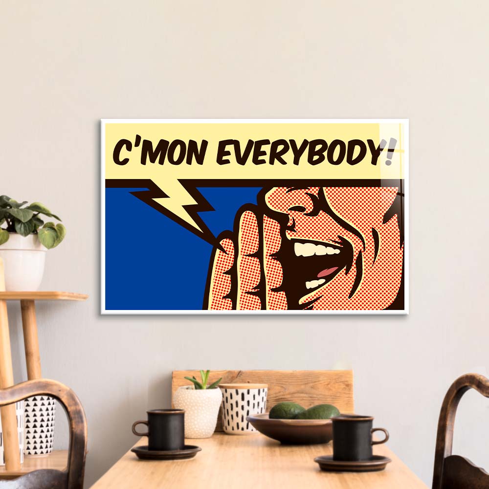 C'mon Everybody! Retro Glass Wall Art