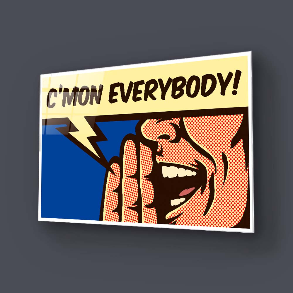 C'mon Everybody! Retro Glass Wall Art