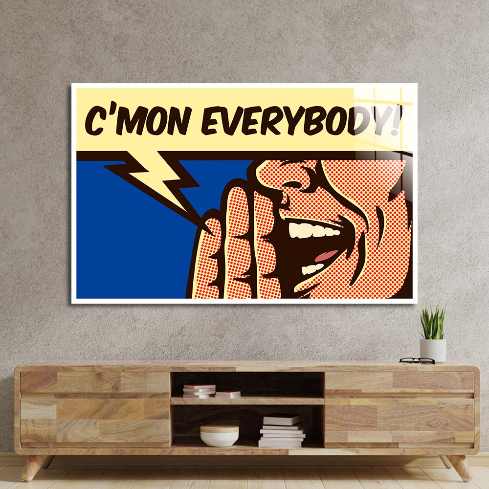 C'mon Everybody! Retro Glass Wall Art