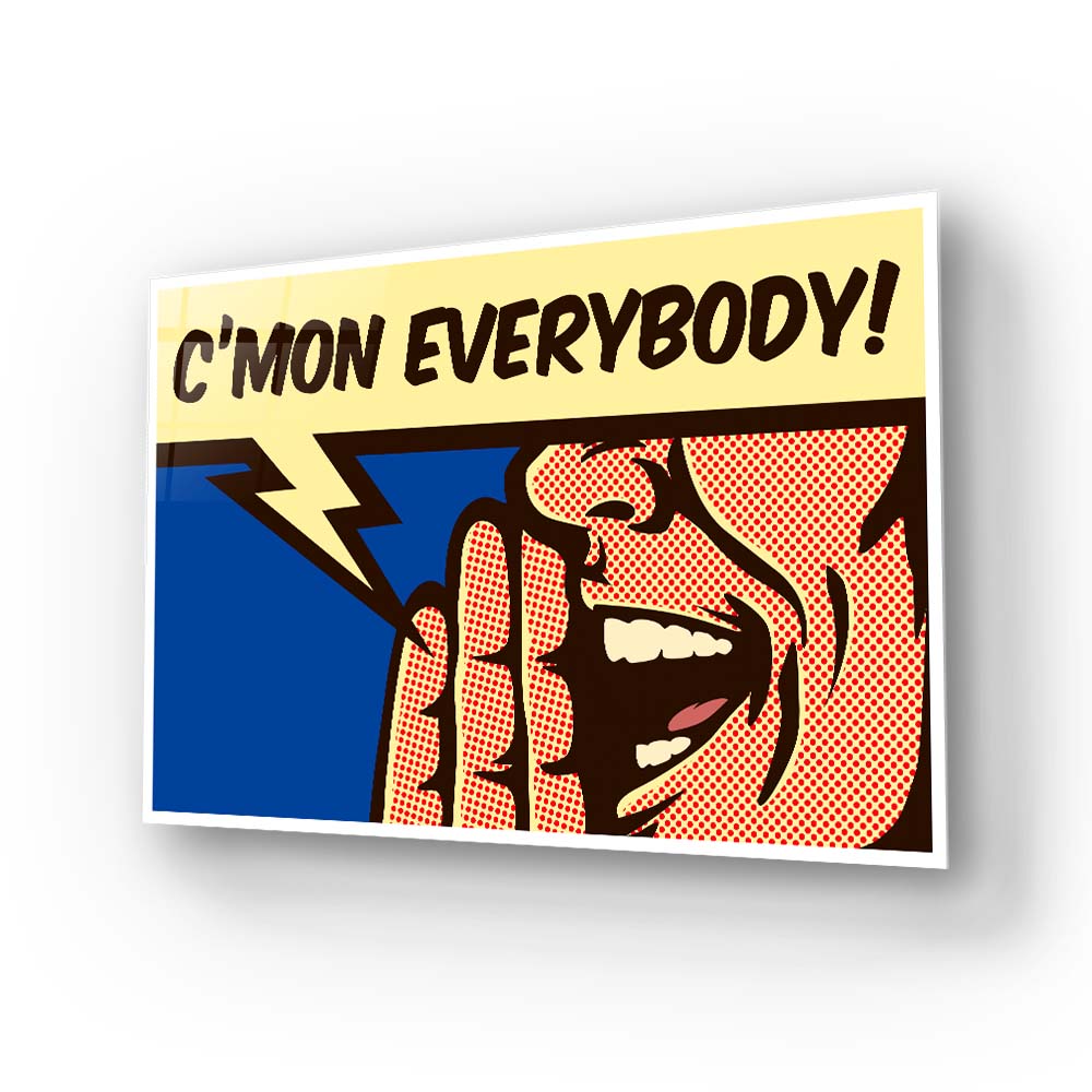 C'mon Everybody! Retro Glass Wall Art