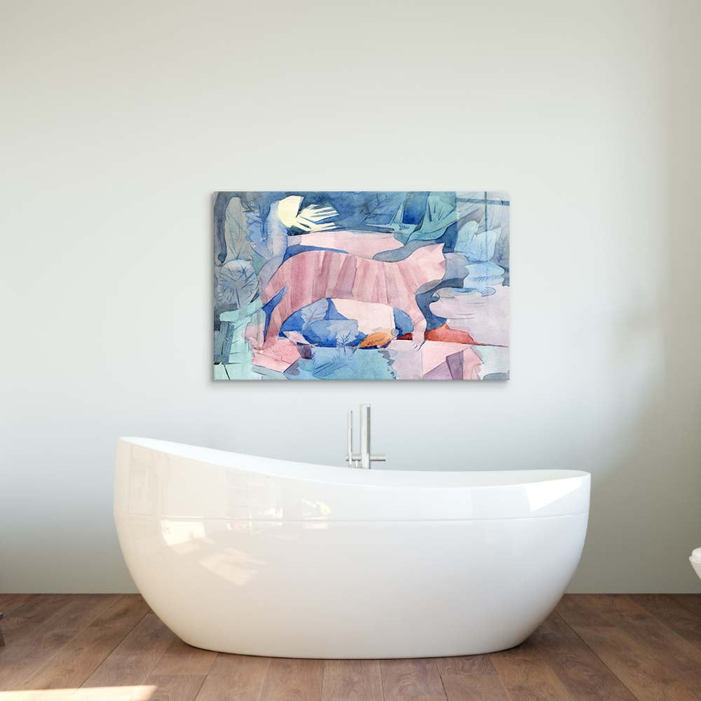 Cat under Water Glass Wall Art