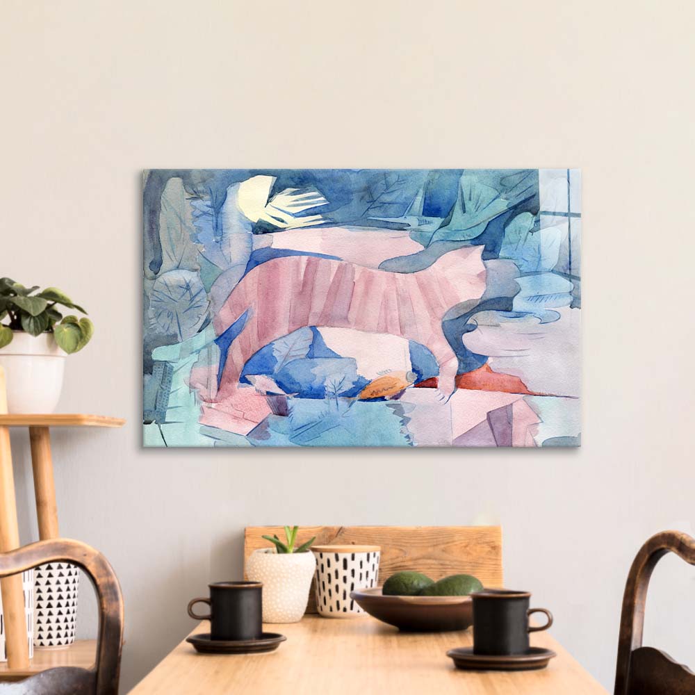 Cat under Water Glass Wall Art