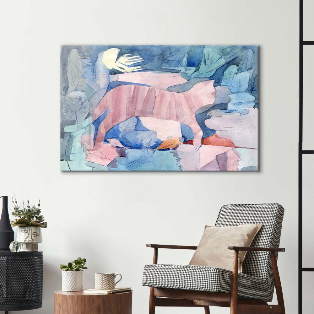 Cat under Water Glass Wall Art