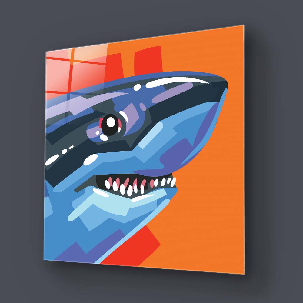 Charming Shark Glass Wall Art