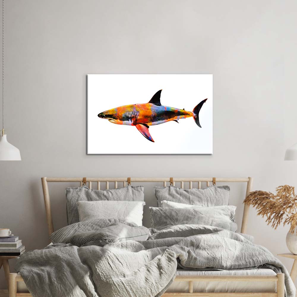 Colourful Abstract Shark Glass Wall Art