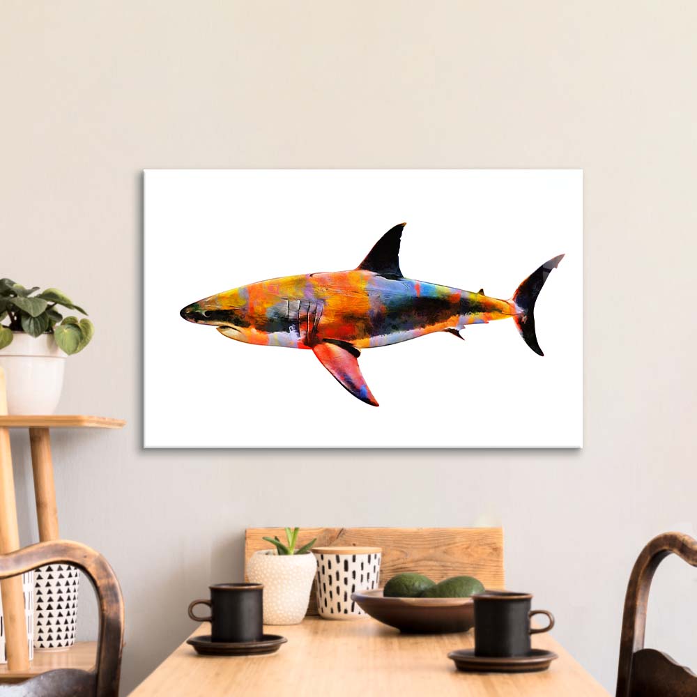 Colourful Abstract Shark Glass Wall Art