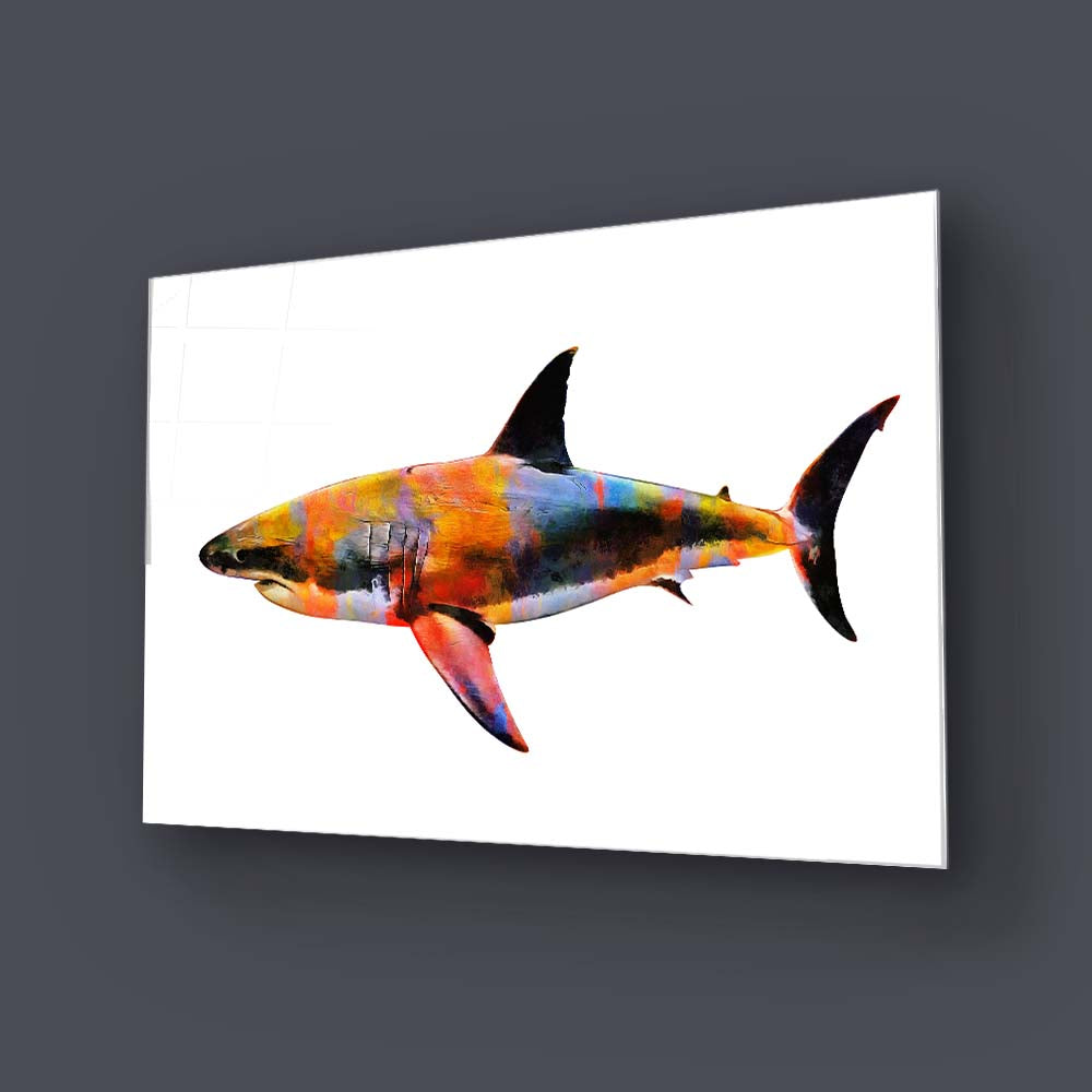 Colourful Abstract Shark Glass Wall Art