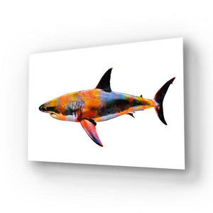 Colourful Abstract Shark Glass Wall Art