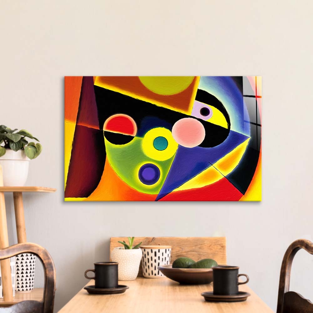 Contrasting Cubism Glass Wall Art