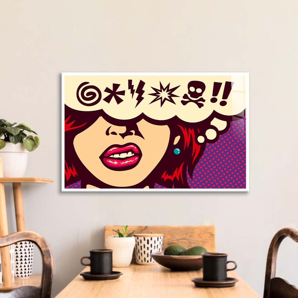 Cursed Speech Bubble Retro Glass Wall Art