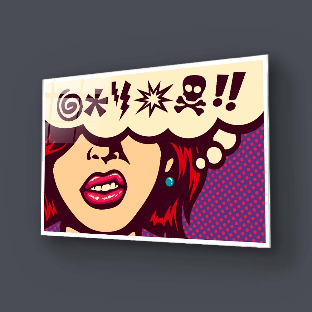 Cursed Speech Bubble Retro Glass Wall Art