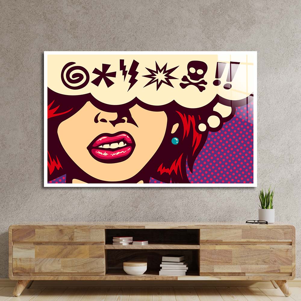 Cursed Speech Bubble Retro Glass Wall Art
