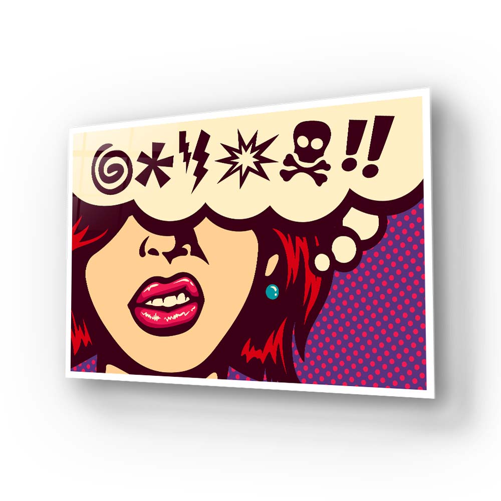 Cursed Speech Bubble Retro Glass Wall Art