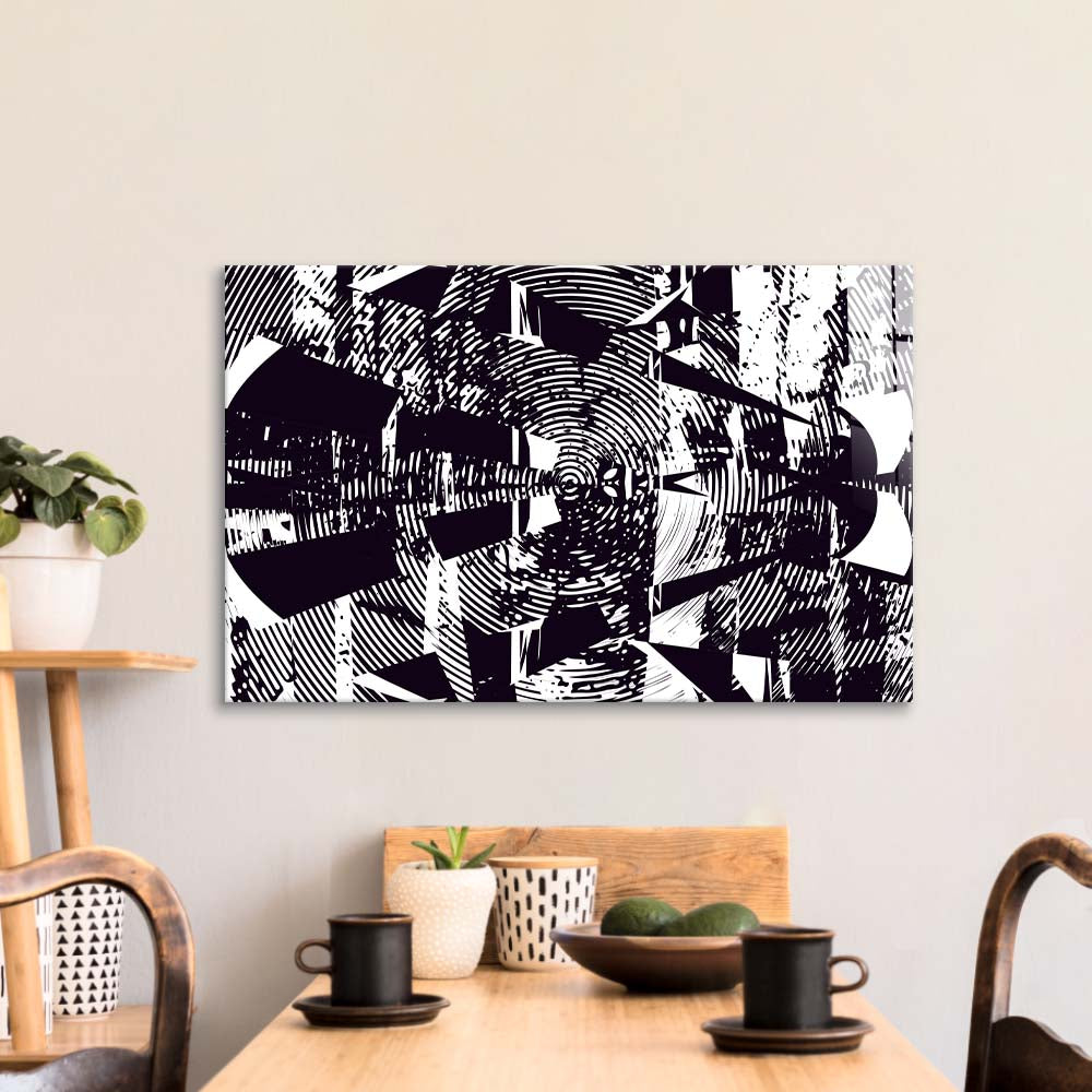 Distressed Abstract Static Glass Wall Art