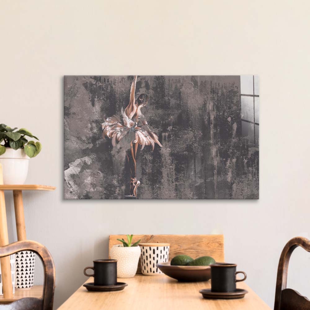 Distressed Ballerina Glass Wall Art