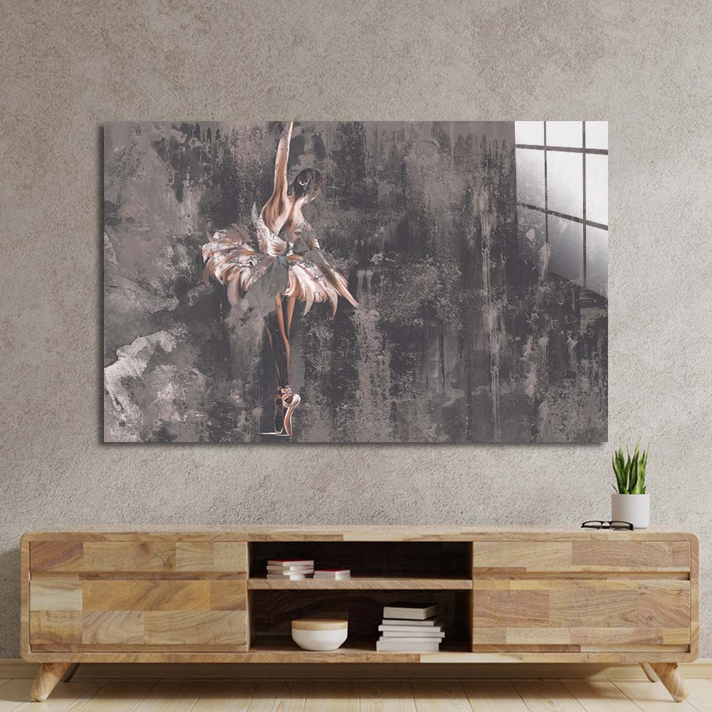 Distressed Ballerina Glass Wall Art