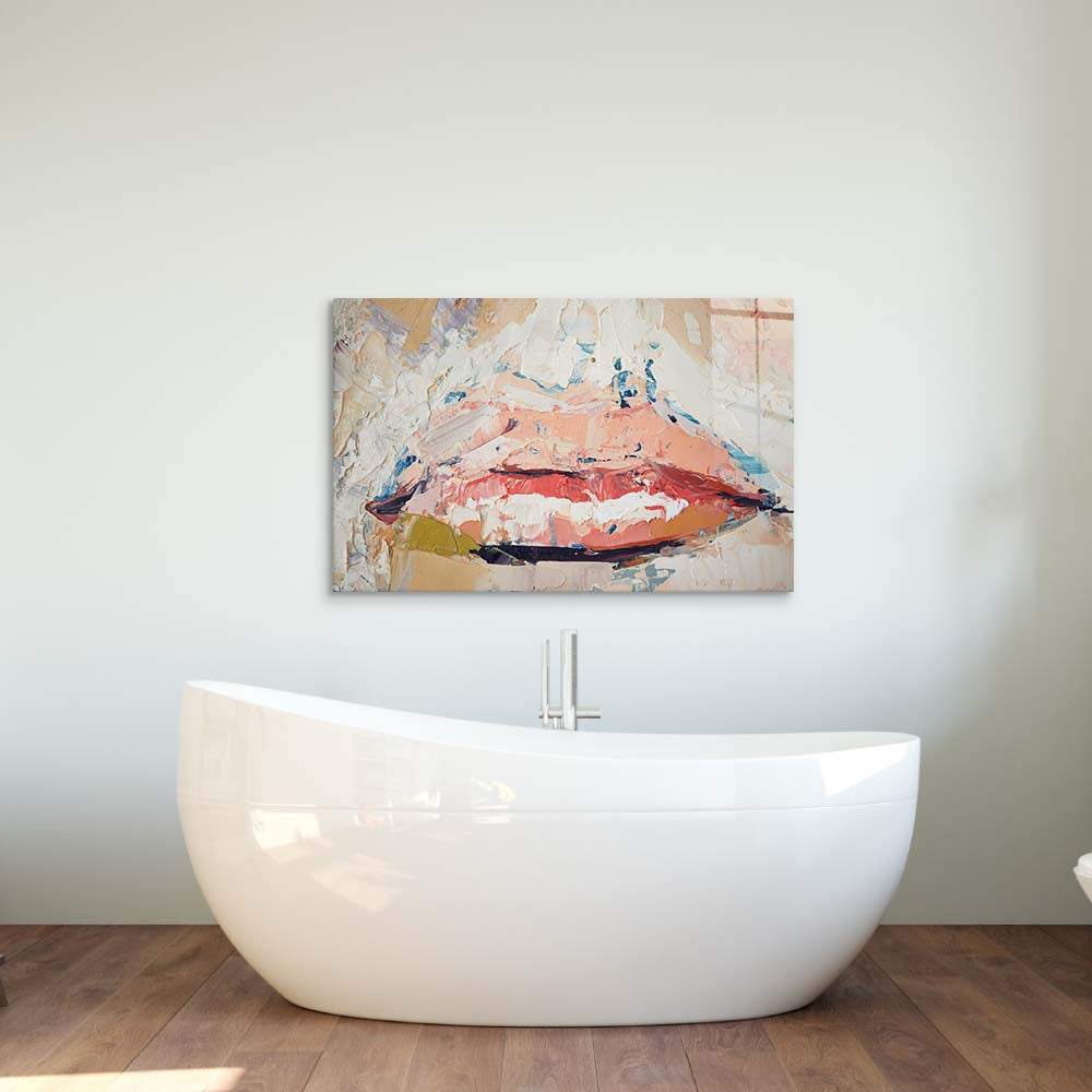 Fragmented Lips Glass Wall Art