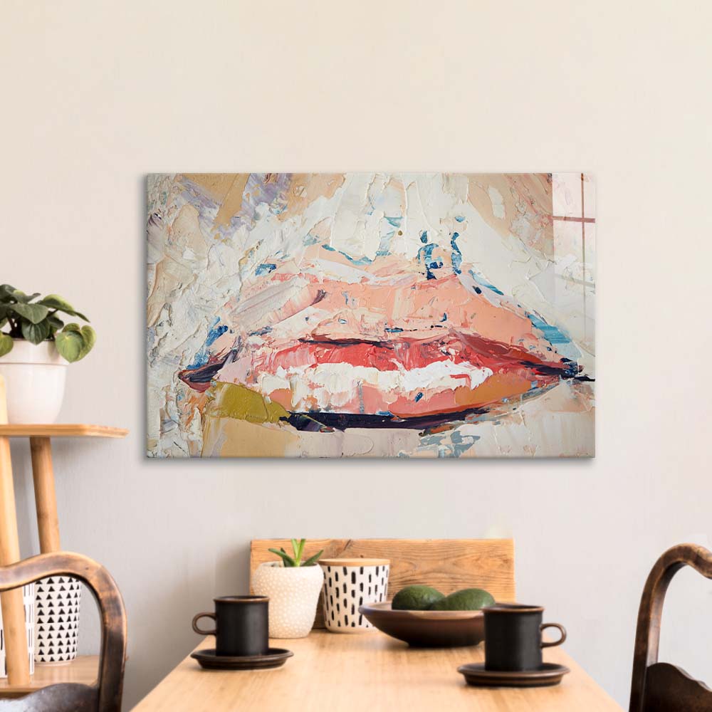 Fragmented Lips Glass Wall Art