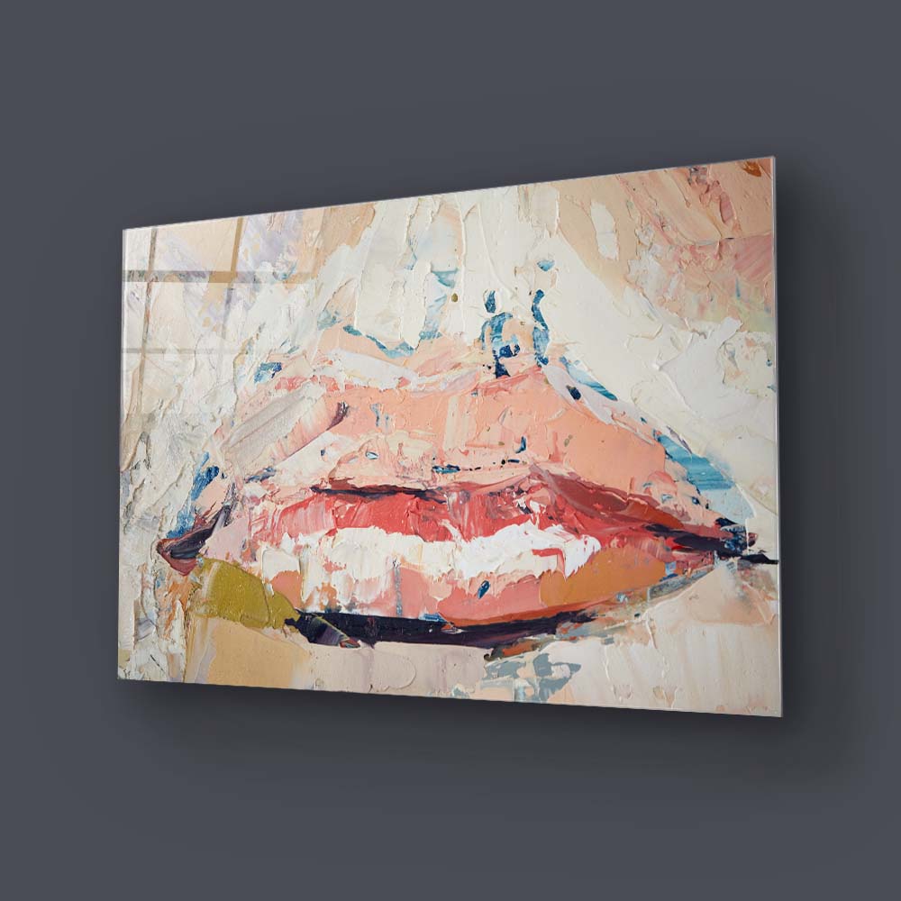 Fragmented Lips Glass Wall Art