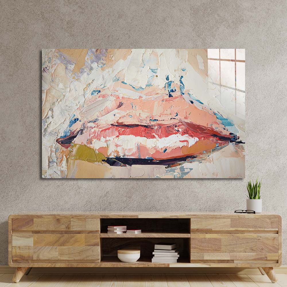 Fragmented Lips Glass Wall Art