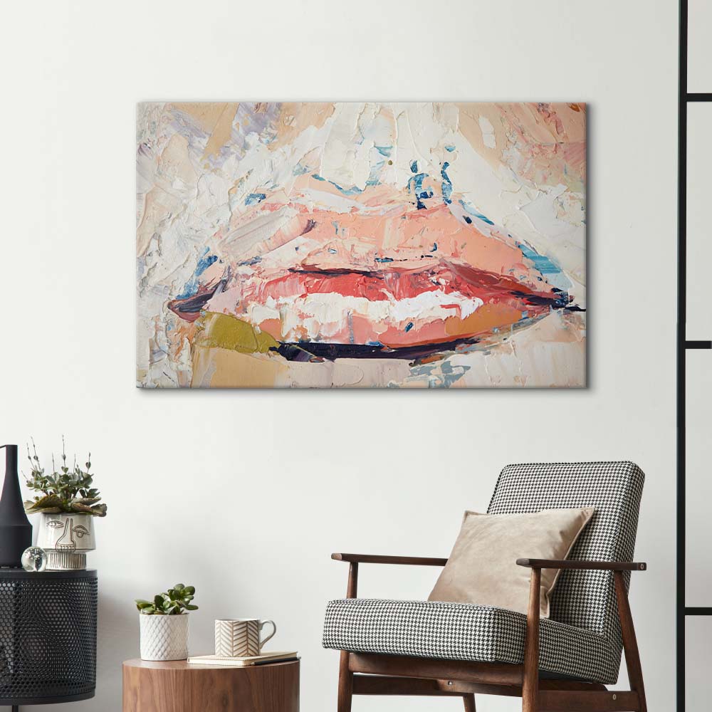 Fragmented Lips Glass Wall Art