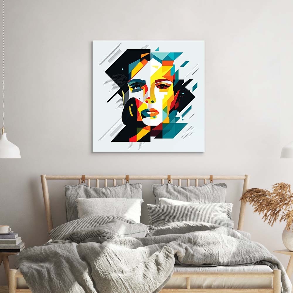 Geometric Female Portrait Glass Wall Art