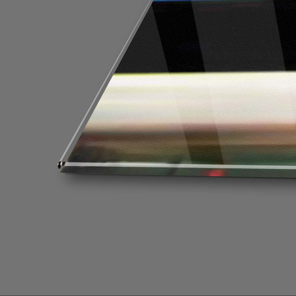 Glitched Cityscape Glass Wall Art