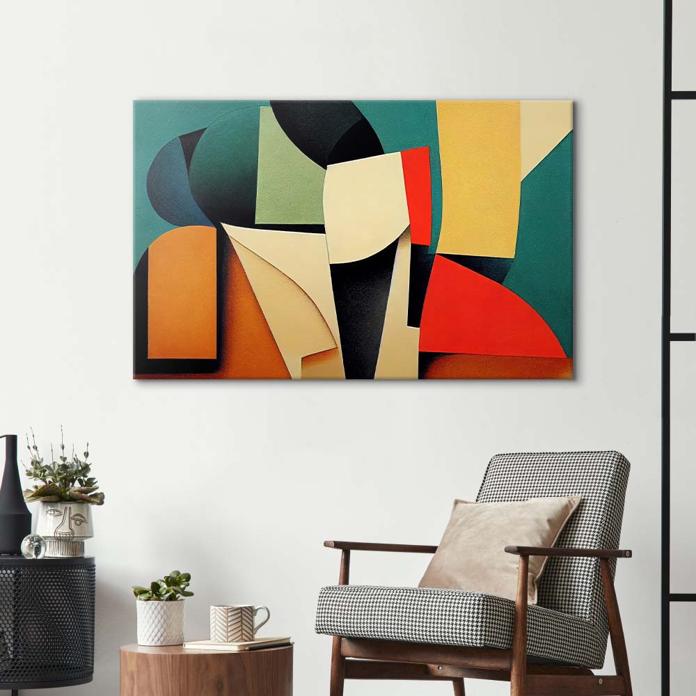 Grunge Abstract Geometric Shapes Glass Wall Art
