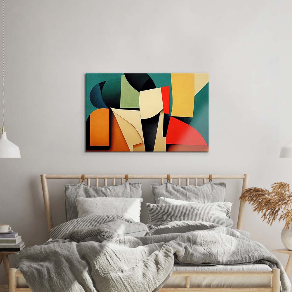Grunge Abstract Geometric Shapes Glass Wall Art