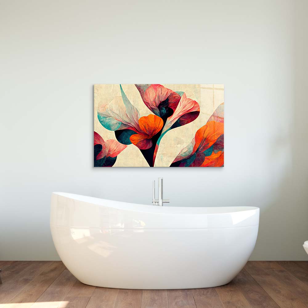 Grunge Paper Calla Lily Glass Wall Art