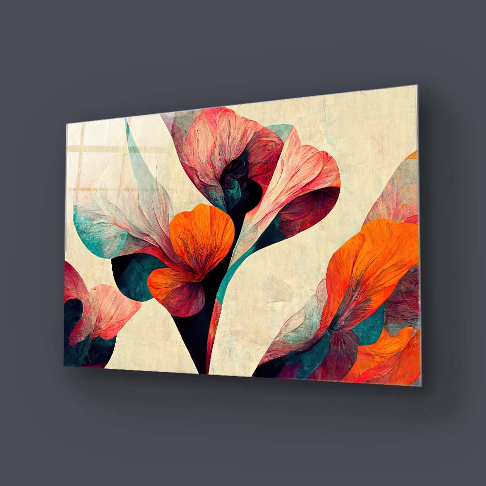 Grunge Paper Calla Lily Glass Wall Art