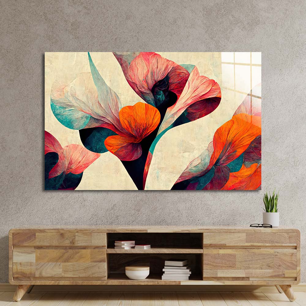 Grunge Paper Calla Lily Glass Wall Art