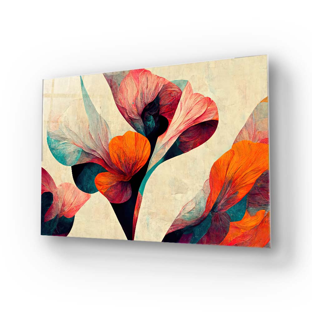 Grunge Paper Calla Lily Glass Wall Art