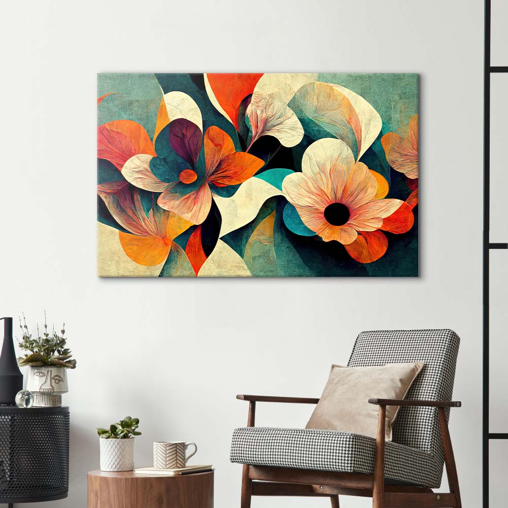 Grunge Paper Flowers Glass Wall Art