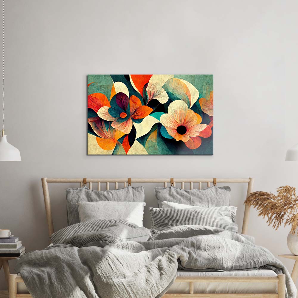 Grunge Paper Flowers Glass Wall Art