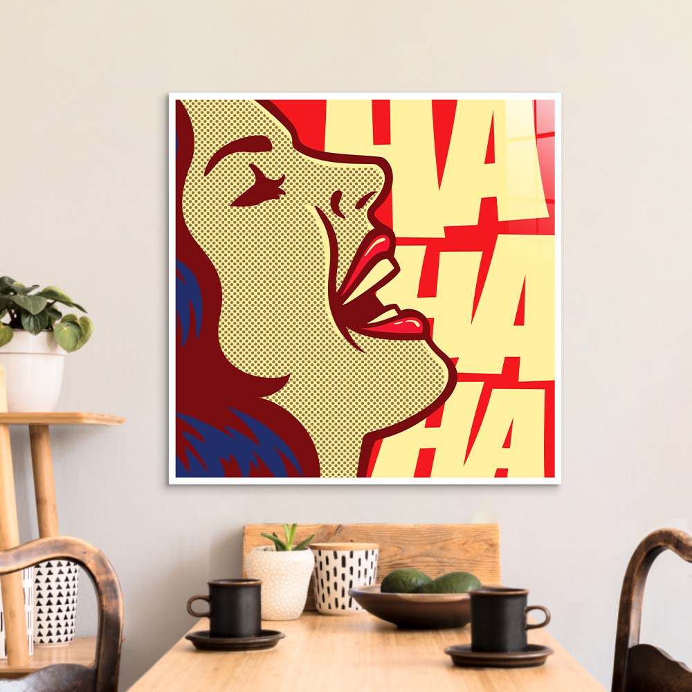 Ha Ha Ha Retro Glass Wall Art