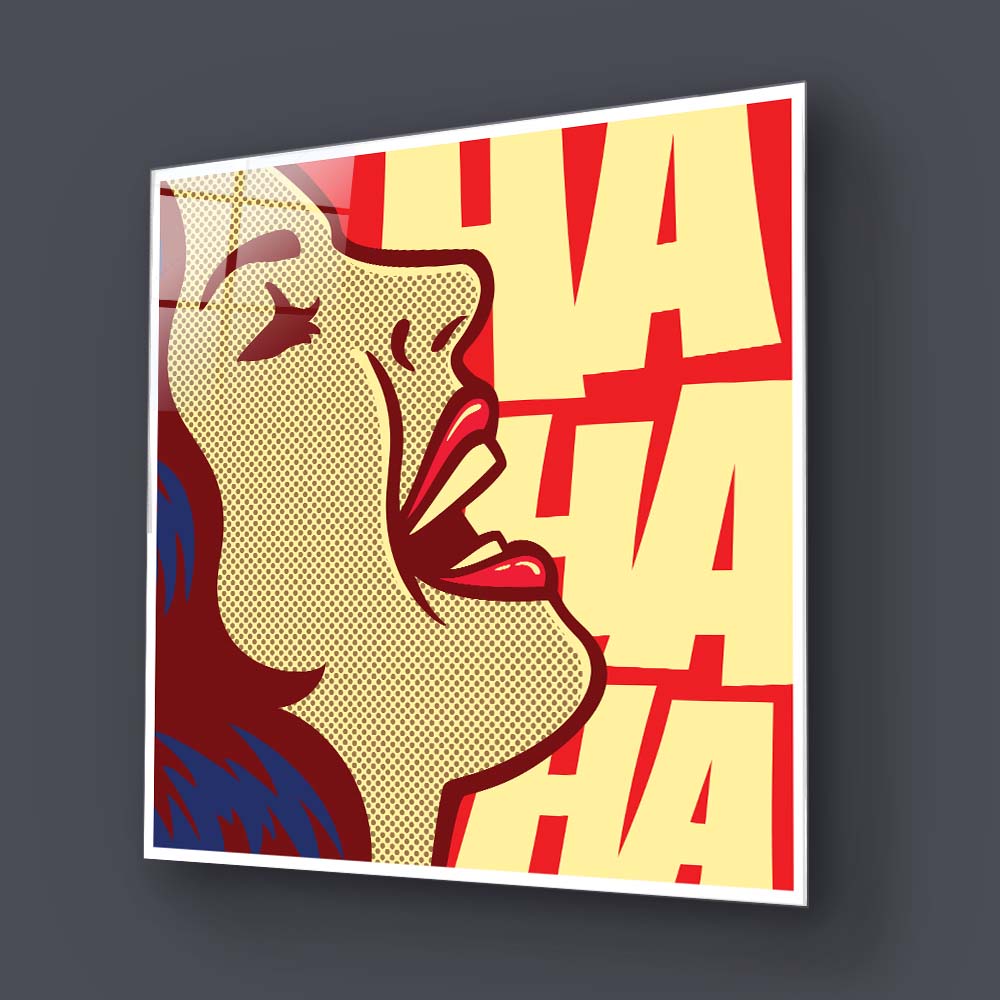Ha Ha Ha Retro Glass Wall Art