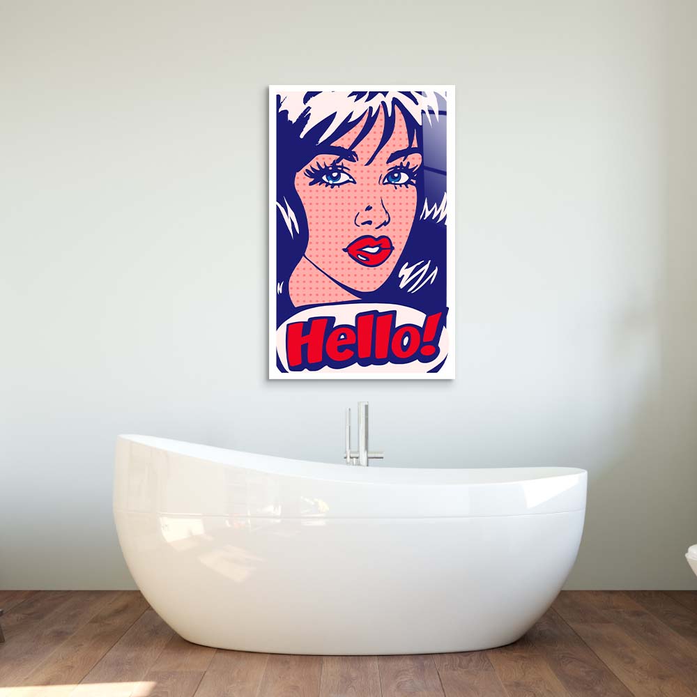Hello! Retro Glass Wall Art