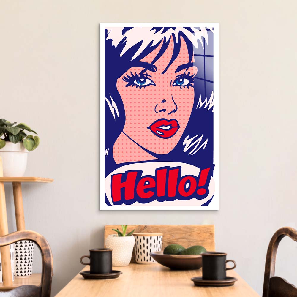 Hello! Retro Glass Wall Art